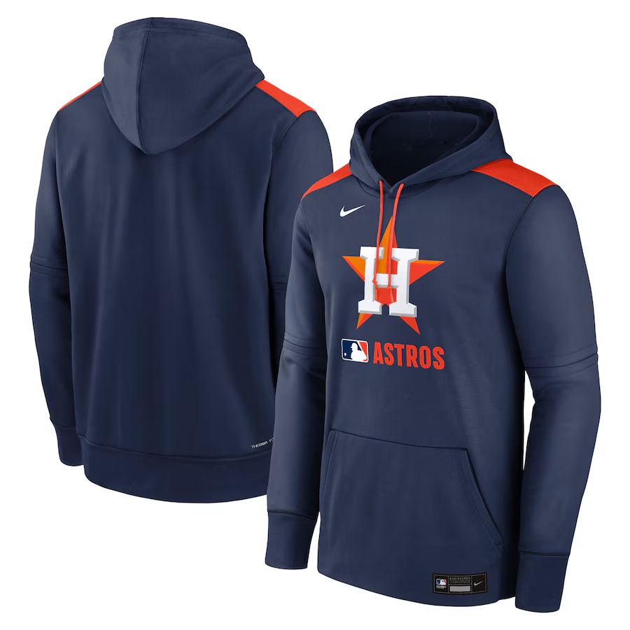 Men 2025 MLB Houston Astros Drak blue Nike hoodie style 2